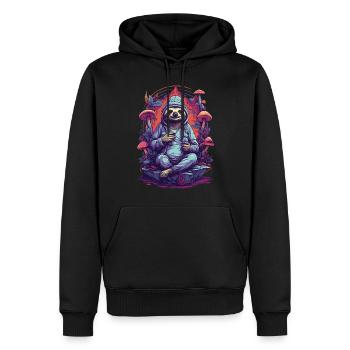 Faultier Wald Pilze Psychedelic Art Musik Festival - Männer Premium Bio Hoodie - Schwarz - Vorne - Nico (187cm)