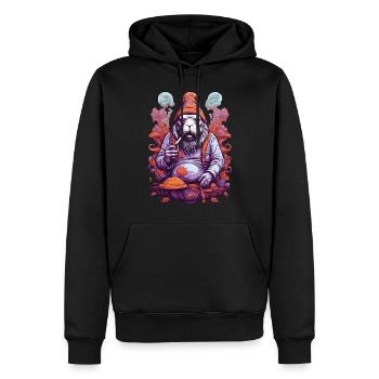 Festival de musique aux couleurs vives Champignons forestiers - Sweat à capuche Premium bio Homme - noir - Devant - Nico (187cm)