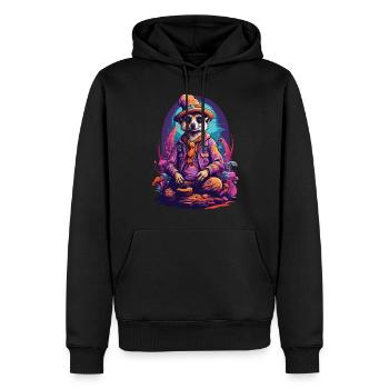 Festival de musique aux couleurs vives Champignons forestiers - Sweat à capuche Premium bio Homme - noir - Devant - Nico (187cm)