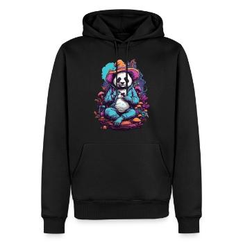 Panda Bear Art psychédélique Champignons de la forêt Festival de musique - Sweat à capuche Premium bio Homme - noir - Devant - Nico (187cm)