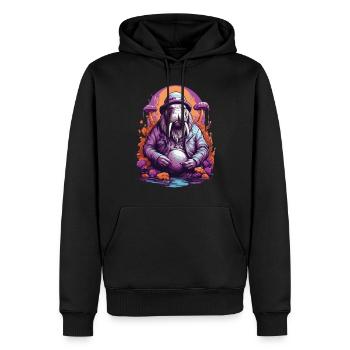 Lebendige Farben Wald Pilze Psychedelic Art - Männer Premium Bio Hoodie - Schwarz - Vorne - Nico (187cm)