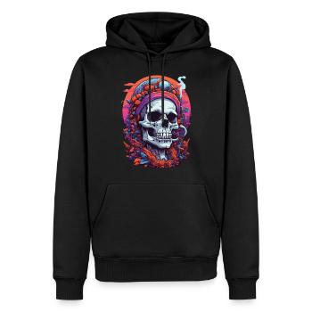Psychedelic Skull Wald Pilze Goa Trance Kunst - Männer Premium Bio Hoodie - Schwarz - Vorne - Nico (187cm)