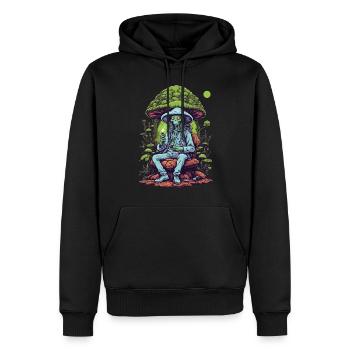 Festival de musique aux couleurs vives Champignons forestiers - Sweat à capuche Premium bio Homme - noir - Devant - Nico (187cm)