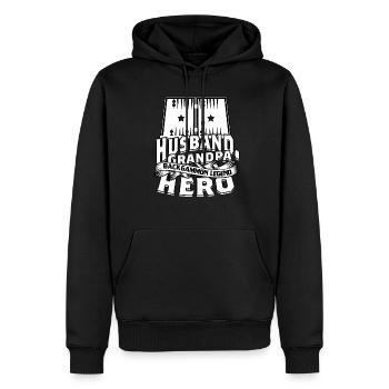 Mari Grand-père Backgammon Légende Héros - Sweat à capuche Premium bio Homme - noir - Devant - Nico (187cm)