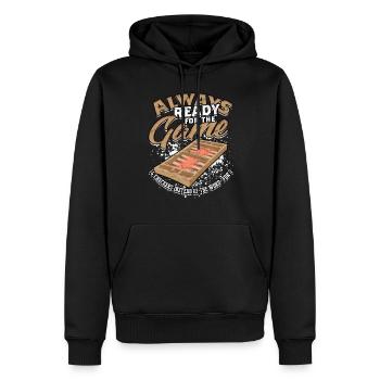 Backgammon toujours prêt pour le jeu - Sweat à capuche Premium bio Homme - noir - Devant - Nico (187cm)