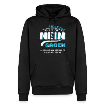 DIRE NON AU MARIÉ - Sweat à capuche Premium bio Homme - noir - Devant - Nico (187cm)