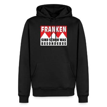 LES FRANCONIENS SONT QUELQUE CHOSE DE SPÉCIAL - Sweat à capuche Premium bio Homme - noir - Devant - Nico (187cm)
