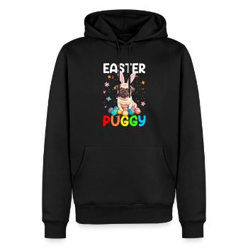 Oeufs de Pâques Carlin Chasse jour de Pâques - Sweat à capuche Premium bio Homme - noir - Devant - Nico (187cm)
