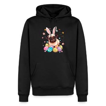Oeufs de Pâques Carlin Chasse jour de Pâques - Sweat à capuche Premium bio Homme - noir - Devant - Nico (187cm)