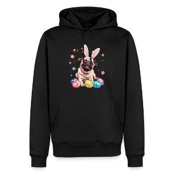 Oeufs de Pâques Carlin Chasse jour de Pâques - Sweat à capuche Premium bio Homme - noir - Devant - Nico (187cm)
