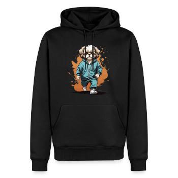 Shih Tzu Streetwear Jogging Aesthetic Fitness - Men’s Premium Organic Hoodie - black - Front - Nico (187cm)