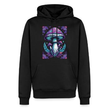 Illumination spirituelle du mandala du champignon - Sweat à capuche Premium bio Homme - noir - Devant - Nico (187cm)