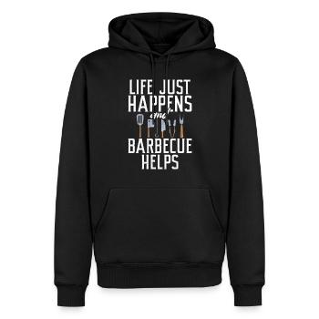Grillades Barbecue Grillades - Sweat à capuche Premium bio Homme - noir - Devant - Nico (187cm)