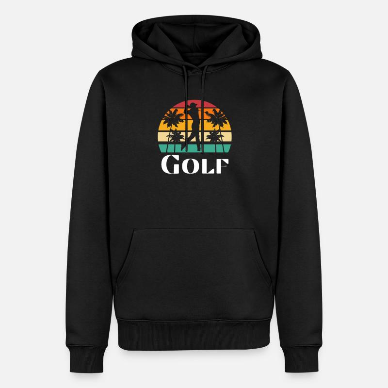 Golf Retro - Männer Premium Bio Hoodie - Schwarz