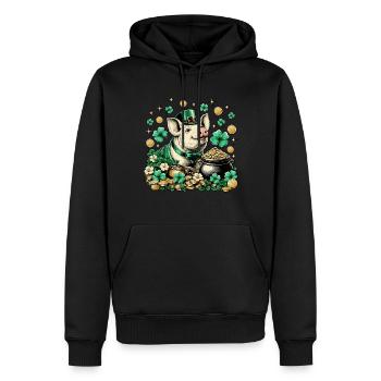 Süßes Glücksschwein Silvester Neujahr - Männer Premium Bio Hoodie - Schwarz - Vorne - Nico (187cm)