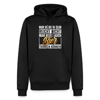 Bier Hübsch - Männer Premium Bio Hoodie - Schwarz - Vorne - Nico (187cm)