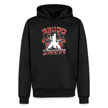 Aïkido La Danse Du Guerrier Pacifique, Aikidoka - Sweat à capuche Premium bio Homme - noir - Devant - Nico (187cm)