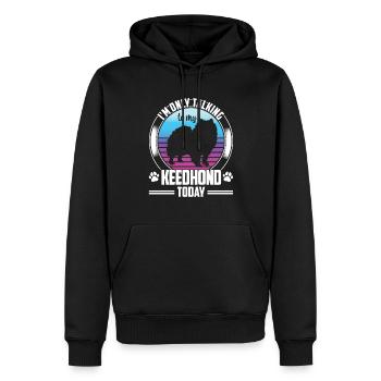 Wolfsspitz Rede nur mit Deutscher Wolfsspitz - Männer Premium Bio Hoodie - Schwarz - Vorne - Nico (187cm)