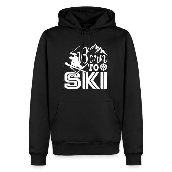 Skiing Born To Ski - Men’s Premium Organic Hoodie - black - Front - Nico (187cm)