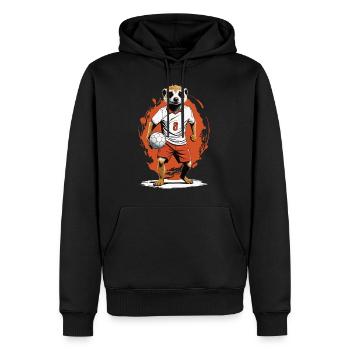 Joueur de handball suricate style streetwear - Sweat à capuche Premium bio Homme - noir - Devant - Nico (187cm)