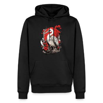Kranich Asiatische Ästhetik Vintage Streetwear - Männer Premium Bio Hoodie - Schwarz - Vorne - Nico (187cm)