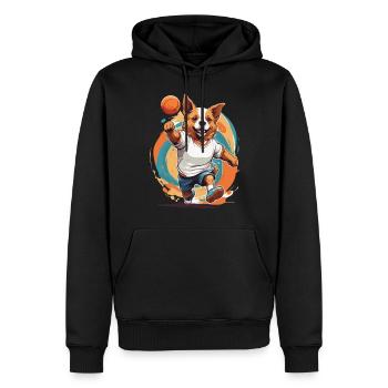 Chien mignon joueur de handball streetwear - Sweat à capuche Premium bio Homme - noir - Devant - Nico (187cm)