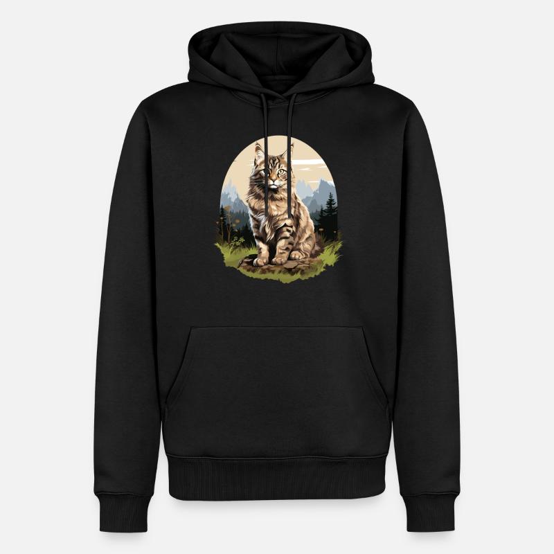 Cat Katzen American Bobtail - Männer Premium Bio Hoodie - Schwarz