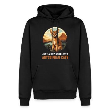 Chat d’Abyssinie Abessinierkatze - Sweat à capuche Premium bio Homme - noir - Devant - Nico (187cm)