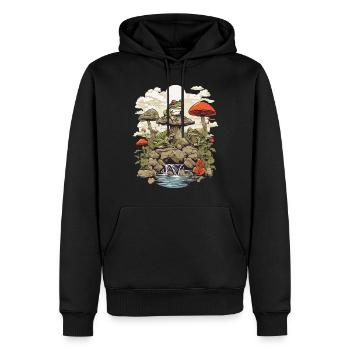 La grenouille Streetwear esthétique Vintage Design - Sweat à capuche Premium bio Homme - noir - Devant - Nico (187cm)