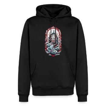 Esthétique du monstre marin Yokai Démon japonais - Sweat à capuche Premium bio Homme - noir - Devant - Nico (187cm)