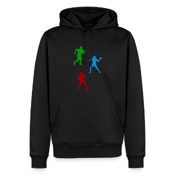 Rugby Player Silhouette - Männer Premium Bio Hoodie - Schwarz - Vorne - Nico (187cm)