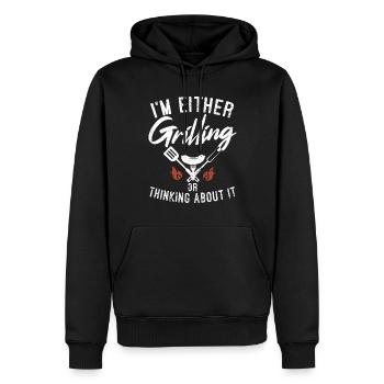 Grillades Barbecue Grillades - Sweat à capuche Premium bio Homme - noir - Devant - Nico (187cm)