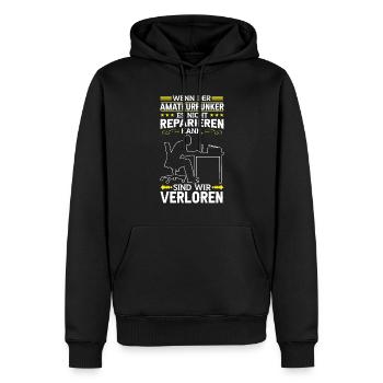 L’opérateur radio amateur peut le réparer Radio amateur - Sweat à capuche Premium bio Homme - noir - Devant - Nico (187cm)