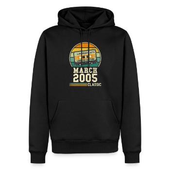 19. Geburtstag März Jahrgang 2005 Geschenkidee - Männer Premium Bio Hoodie - Schwarz - Vorne - Nico (187cm)