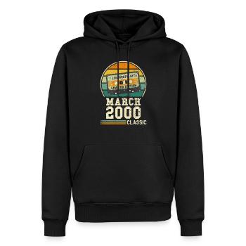 24th Birthday March Vintage 2000 Gift Idea - Men’s Premium Organic Hoodie - black - Front - Nico (187cm)