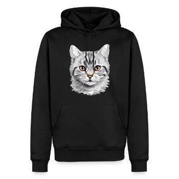 Chat Chats American Shorthair - Sweat à capuche Premium bio Homme - noir - Devant - Nico (187cm)