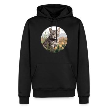 Chat Chats American Shorthair - Sweat à capuche Premium bio Homme - noir - Devant - Nico (187cm)
