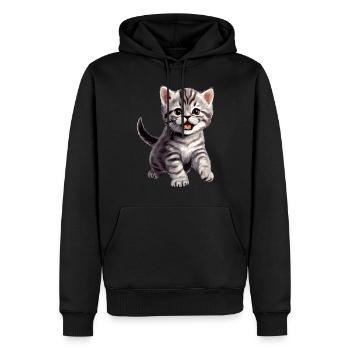 Chat Chats American Shorthair - Sweat à capuche Premium bio Homme - noir - Devant - Nico (187cm)