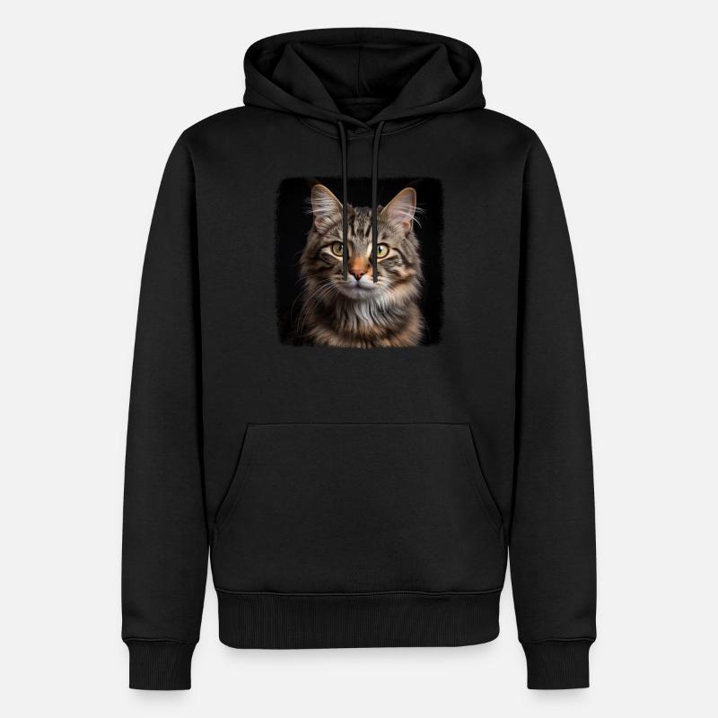 Cat Katzen American Bobtail - Männer Premium Bio Hoodie - Schwarz