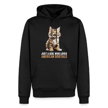 Chat Chats American Bobtail - Sweat à capuche Premium bio Homme - noir - Devant - Nico (187cm)