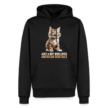 Chat Chats American Bobtail - Sweat à capuche Premium bio Homme - noir - Devant - Nico (187cm)