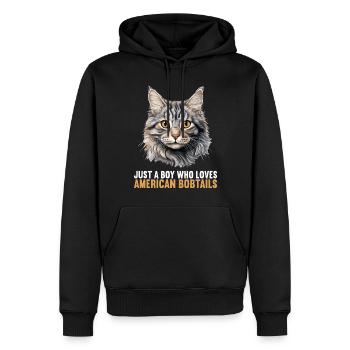 Chat Chats American Bobtail - Sweat à capuche Premium bio Homme - noir - Devant - Nico (187cm)