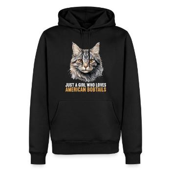 Chat Chats American Bobtail - Sweat à capuche Premium bio Homme - noir - Devant - Nico (187cm)