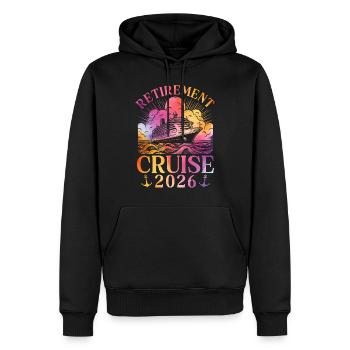 Croisière Retraite 2026 - Sweat à capuche Premium bio Homme - noir - Devant - Nico (187cm)
