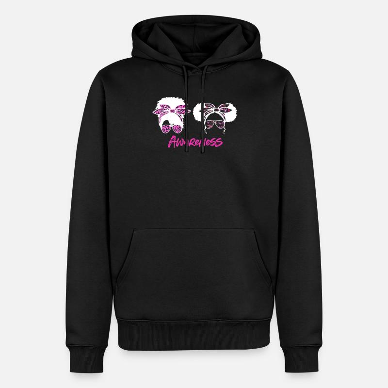 Brustkrebs Bewusstsein - Männer Premium Bio Hoodie - Schwarz
