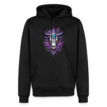 Bull Skull Feder Mandala Spirituelles Design - Männer Premium Bio Hoodie - Schwarz - Vorne - Nico (187cm)