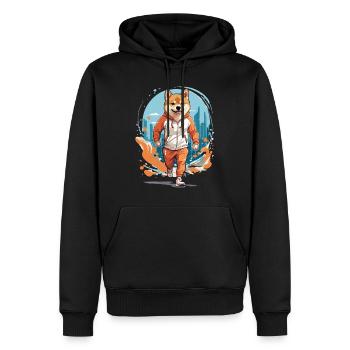 Shiba Chien Streetwear Jogging Esthétique Fitness - Sweat à capuche Premium bio Homme - noir - Devant - Nico (187cm)