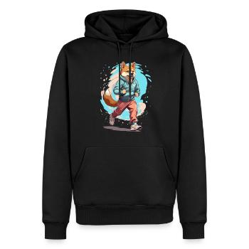 Shiba Chien Streetwear Jogging Style Esthétique - Sweat à capuche Premium bio Homme - noir - Devant - Nico (187cm)