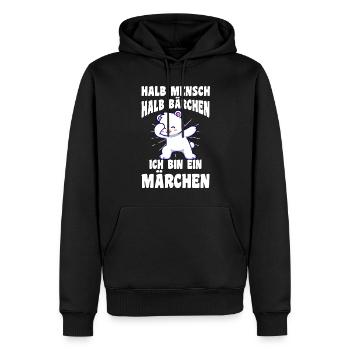 Mi-humain, mi-ours - Sweat à capuche Premium bio Homme - noir - Devant - Nico (187cm)
