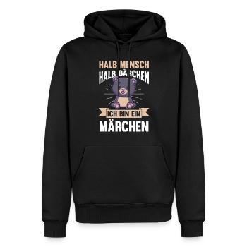 Mi-humain, mi-ours - Sweat à capuche Premium bio Homme - noir - Devant - Nico (187cm)